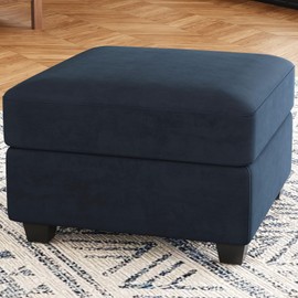 Belffin Modular Sofa Storage Ottoman Module for Velvet Piping Modular Sectoinal Couch, Square Ottoman Footrest, Blue