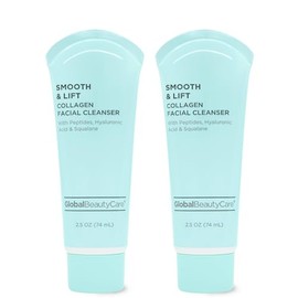 Global Beauty Care Smooth & Lift Collagen Facial Cleanser – Peptides, Hyaluronic Acid & Squalane, 2-Pack (2x 2.5 fl oz)