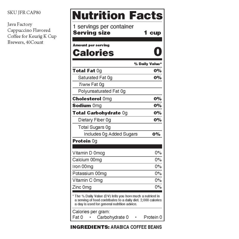 Java Factory Cappuccino Flavored Coffee,Compati