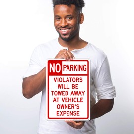 No Parking Signs Will be Towed, 10x14 Rust Free Aluminum, Weather/Fade Resistant, Easy Mounting, Indoor/Outdoor Use, Made in USA by Sigo Signs