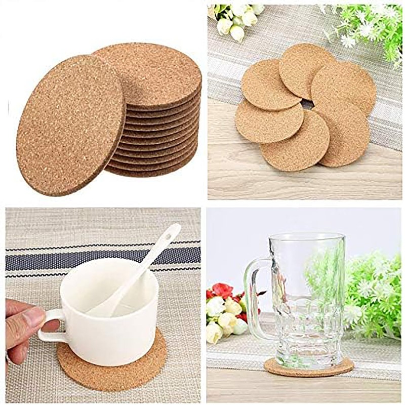 10pcs Round Heat Insulation Cork Coasters,Drink Placemat Plain,Coffee Tea Cup