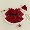 Ursobutegl Newborn Infant Baby Girl Christmas Clothes Santa Claus Romper