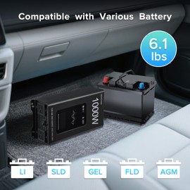 OYCYOO 1000W Pure Sine Wave Inverter, 12V DC to 120V AC, Suitable for Home, RV, Truck, Camping & Trailer, Compatible with LI/SLD/Gel/FLD/AGM Batteries