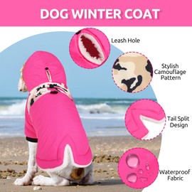 Queenmore chamarra de invierno cálido para perro, chamarra de nieve impermeable para clima frío, sudadera con capucha reflectante para perros pequeños, medianos y grandes