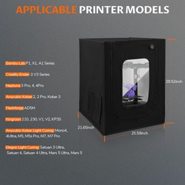3D Printer Enclosure Set - Multifunctional 3D Printer Tent，3D Printer Enclosure with Ventilation & LED Lighting，Compatible Bambu Lab P1/Creality Ender 3/Neptune 3 Pro/Anycubic Kobar 2/Flashforge AD5M