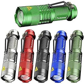 POCKETMAN LED Torch 6 Colours Mini Torch 300 Lumen SK68 Telescopic Zoom 3 Modes Adjustable with Pen Clip (Pack of 6)