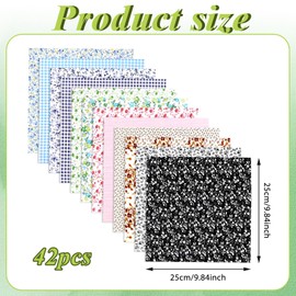 JJUNW Pack of 42 Cotton Fabric Patchwork, 25 x 25 cm Fabric Scraps, Fabric Package Cotton for Sewing Square Patchwork Fabrics Made of Cotton for Clothing Curtains Bed Linen DIY Crafts (Multicoloured1)