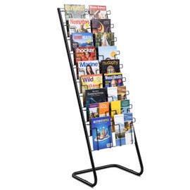 Zonon 57" Magazine Rack Floor Holder 18 Pockets Tiered Display Holder Floor Standing Brochure Display Stand for Books Newspaper Catalogs Libraries Retail Stores Shop Exhibitions Office