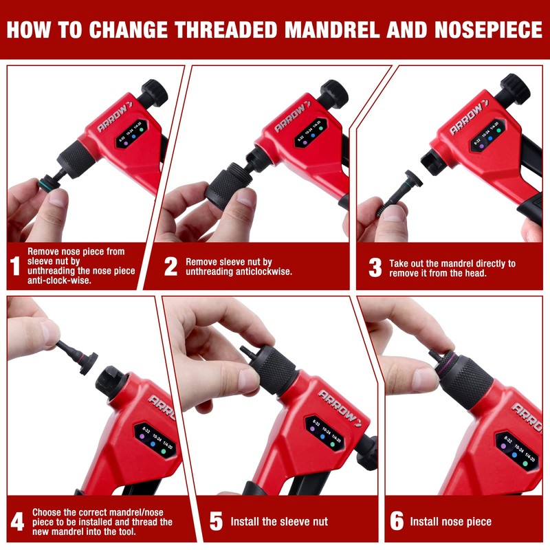 Arrow Rivet Nut Tool, 8" Rivet Nut Gun Kit Designed