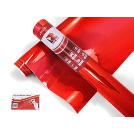 Rwraps Chrome Vinyl Car Wrap Film in Red - 5ft x 1ft - Vehicle Sheet Roll with Adhesive Back and Air Release Technology