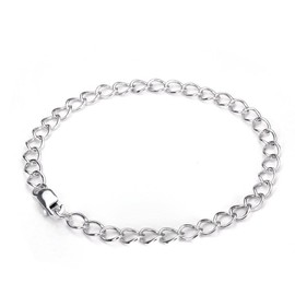 Sterling Silver Lightweight 4.5 mm Curb Chain Charm Pendant Bracelet with Lobster Clasp, Sterling Silver, Easy to use