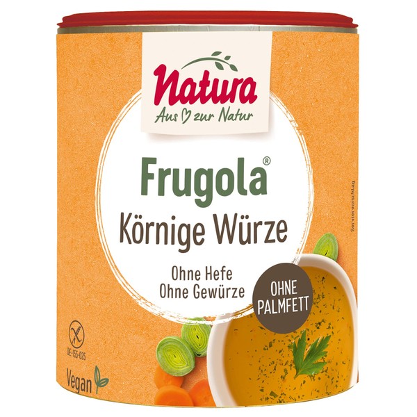 Frugola Grainy Seasoning - 100% Natural, Vegan, Gluten Free - No Yeast, Spices, Flavour Enhancer, Sugar & Palm Fat - Soup Seasoning, Vegetable Broth 500 g