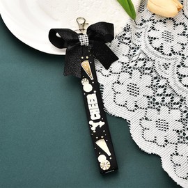 Rhinestone Cheer Stuff for Backpack School Bag Accessories for Women Girls Cheerleader Gifts for Daughter Niece Birthday Gifts for Sister Friend Cheer Team Gifts Keychain for Kids Toddler Bow Keyring