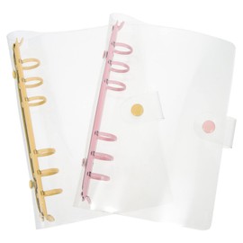 STOBOK Cute Binder 2pcs Clear A6 6- Ring Binder Cover Notebook Shell Refillable Planner Binder Cover Protector Snap Button Closure Loose Leaf Folder for Office Office Decor