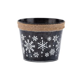 6.5" Black Pot with Snowflake
