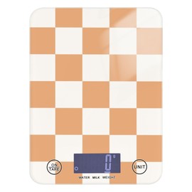 ElliTarr Food Scale Kitchen Scale for Baking Cooking Digital Food Weighing Measuring Scale Small Waterproof Electric Food Scale Checkered Orange and White