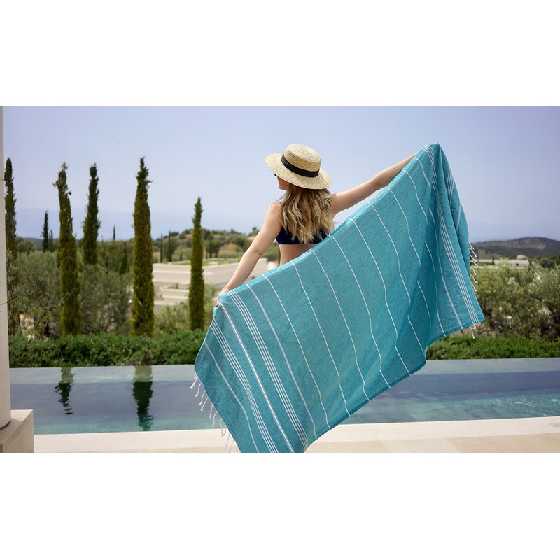 Bersuse 100% Cotton - Anatolia Peshtemal Hamam Towel - Aqua