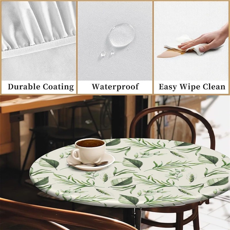 Outdoor round tablecloth with elastic band, diameter 44 inches -