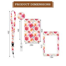 BLOCIT Lanyards for ID Badges and Keys, Funny Badge Reel Retractable with Clip,ID Badge Holder with Breakaway Lanyard, Teacher Nurse Office Gifts（Watercolor Flower）