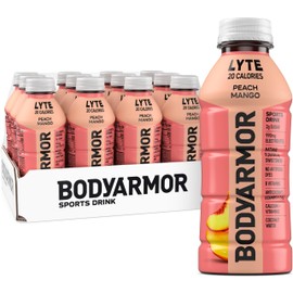 BODYARMOR LYTE Sports Drink Low-Calorie Sports Beverage, Peach Mango, Coconut Water Hydration, Natural Flavors With Vitamins, Potassium-Packed Electrolytes, Perfect For Athletes, 16 Fl Oz (Pack of 12)