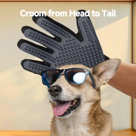 NVNAN Cat & Dog Grooming Gloves for Shedding - Efficient Deshedding Pet Grooming Gloves 2-in-1 Deshedding Brush & Massage Mitt-Safe for Dogs & Cats (1 Pair Gray)