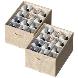 FHSQX 2 Pack Shoe Organizer for Closet,Foldable Shoe Organizer,Fits up to 24 Pairs,Storage Containers With Bottom Support for Shoes