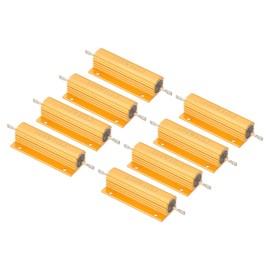 PATIKIL 100W 1 Ohm Aluminum Shell Resistor, 8 Pack Aluminum Housing Resistor Housed Case Wirewound Resistors Screw Tap Power Resistor 5% Tolerance, Golden