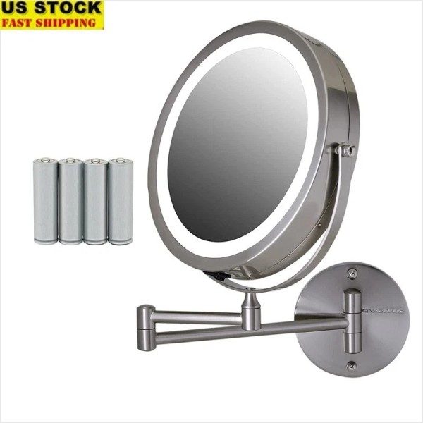 Unbranded 6.8" Lighted Wall Mount Makeup Mirror with 7X Magnifier