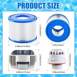 Glooglitter 2Pcs VI Filter Cartridge, 1Pcs P05345 Chemical Dispenser and 1Pcs P05346 Top Debris Screen Strainer Replacement Compatible with Coleman/Saluspa/Lay-Z-Spa for Hot Tub Spas Pool
