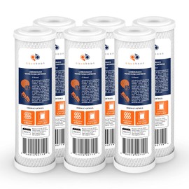 Aquaboon 5 Micron 10 x 2.5 Carbon Block Water Filter Cartridge CTO Whole House Water Filter Replacement Compatible with WHKF-WHWC, FXWTC, 6-PACK