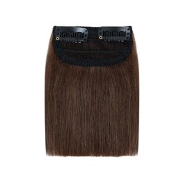 Charites Clip in Hair Extensions Real Human Hair Short Extensions for Women Adding Volume 2 Pcs Invisible Clip on Hairpieces with Thinning 4 Inch Mocha Brown