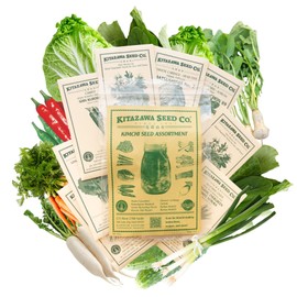 Kimchi Seed Assortment – 8 Pack ~4,500 Seeds for Homemade Kimchi – Korean Hot Pepper, Daikon Radish, Napa Cabbage, Komatsuna, Carrot, Cucumber, Bunching Onion – Spring/Fall Growing