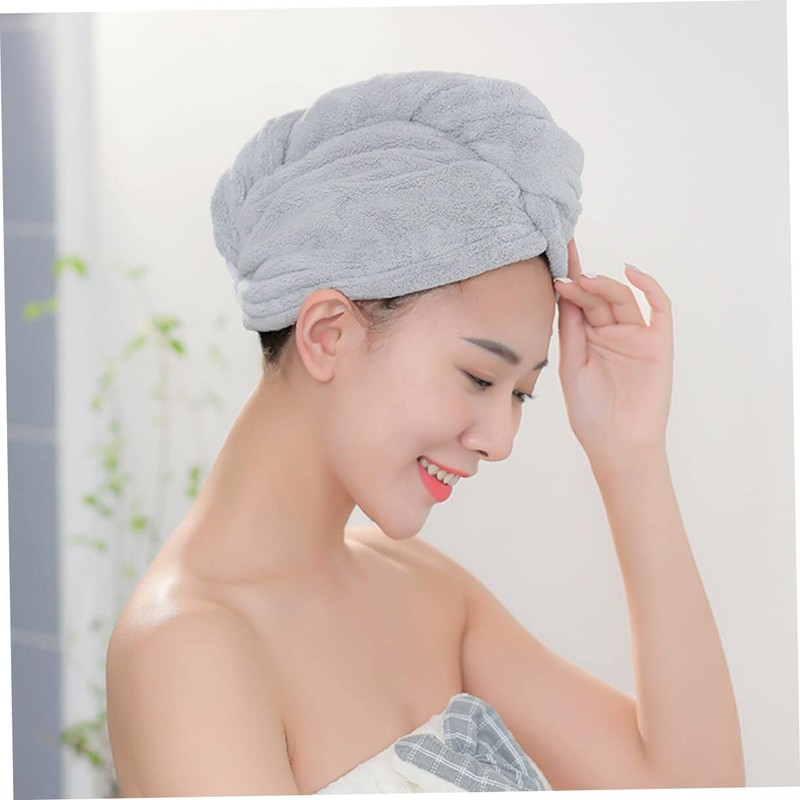 SHOWERORO Hair Turban Towel Wrap 2pcs Absorbent Coral Fleece Dry