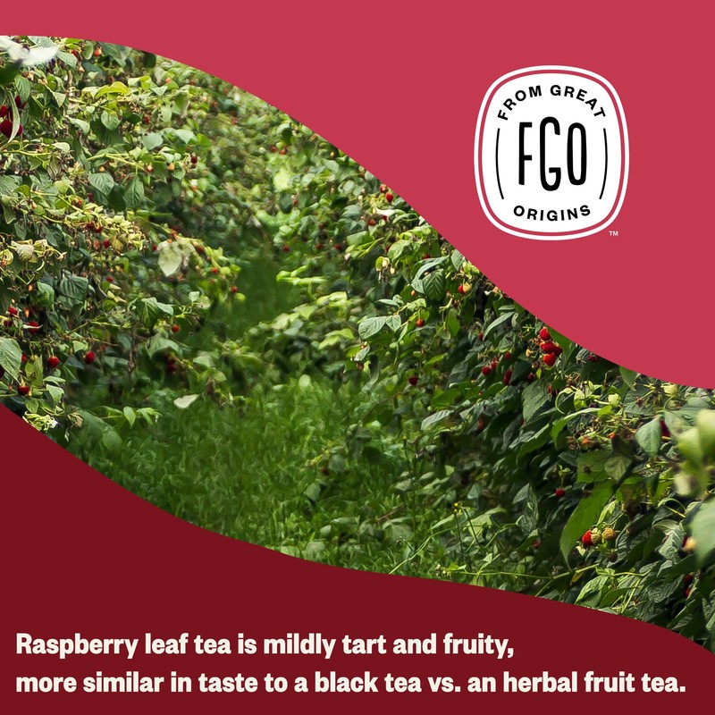 FGO Organic Red Raspberry Loose Leaf Herbal Tea, Cut and