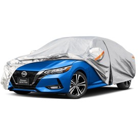 kayme Kayme 6 Layers Car Cover Custom Fit for Nissan Sentra (2000-2025) Waterproof All Weather for Automobiles, Outdoor Full Cover Rain Sun UV Protection.Silver