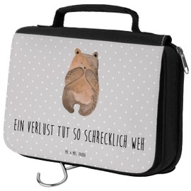 Mr. & Mrs. Panda Toiletry Bag Bear Loss, gray, Hand Drawn