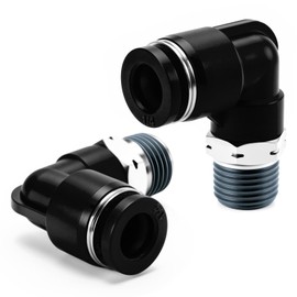 EBEIZZI Pneumatic Push to Connect Fittings Male Thread Elbow 90° PL 1/4"OD x 1/8"NPT Quick Connect Air Fittings (Pack of 10)