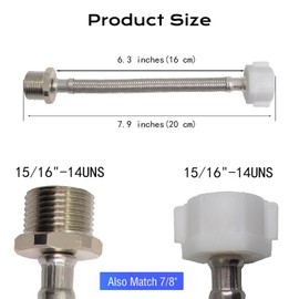 Toswin Toilet Hose, Toilet Hose Extension, 7/8" x 7/8" Toilet Hose, 7 inch 7/8 Female to 7/8 Male flexible adapter, Toilet Hose Extension, Compatible with TOTO Series Washlet Toilet