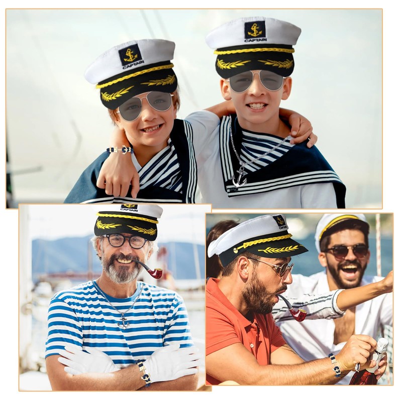 SOETDERT Yacht Captain Hat Captain Hat Costume Set, Adjustable Captain's