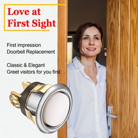 2 Pack Lighted Doorbell Button Replacement, Easy to Install Wired Doorbell Button Push Door Bell Ringer Kit Round Rim with Lighted Center (Fashion)