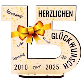 defiPad 2023 Wooden Sign Guest Book 15th Birthday Gift for Woman or Man 15 Years Wooden Gifts and Guest Book for Birthday Anniversary Birthday Decoration Birthday Gift for Women