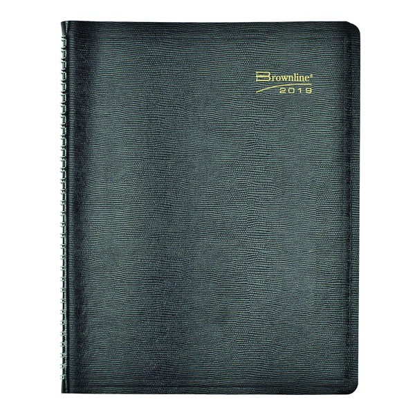 Brownline Weekly Appointment Book, Twin-Wire with Soft Black Cover, English, 11 x 8-1/2 (CB950.BLK 2019)