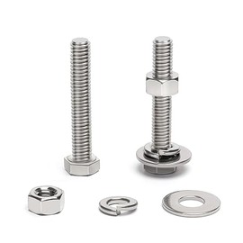 (20 Sets) 1/4-20 x 2 Hex Head Screw Bolt, Nuts, Flat Washer & Spring Lock Washers, 18-8 (304) Stainless Steel, Fully Threaded, by Skvltvfyt