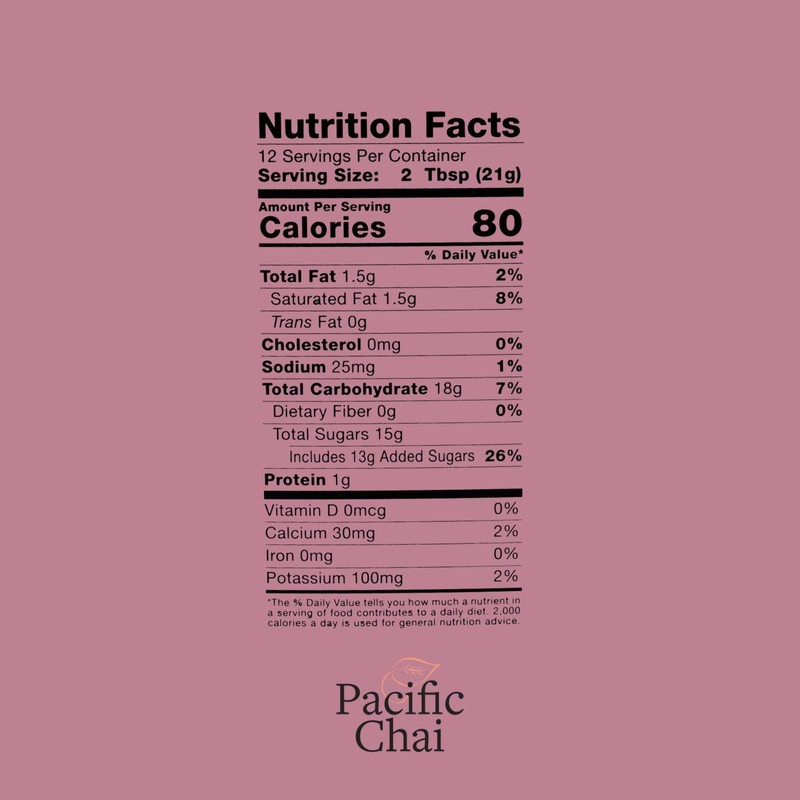 Pacific Chai Vanilla Chai Latte, Instant Powered Dry Chai Tea