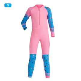 LS-18822 Outdoor Children Boys Girls Long Sleeves Swimming One Piece Diving Suit Wetsuit(Pink for girls S)