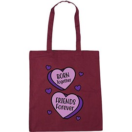 Hippowarehouse Born Together Friends Forever - heart Tote Shopping Gym Beach Bag 42cm x38cm, 10 litres
