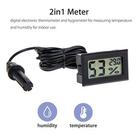 GuDoQi Digital Thermometer Hygrometer, 4 Pieces, Mini Digital Temperature Meter Moisture Meter with Probe for Reptiles, Incubator, Aquarium, Greenhouse, Cars, Home, Office