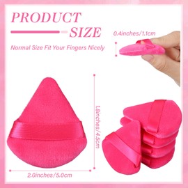 Reallnaive 6 Pcs Mini Triangle Powder Puffs, Finger Powder Puffs with Box, Soft Face Makeup Powder Puffs Reusable Makeup Puffs for Applying Loose Powder for Natural and Delicate Makeup(Rose Red)