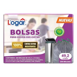 Logar Bolsas Para Basura 200 Pzas De 49.2l (2 Cajas)