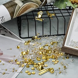 AccEncyc Gold Push Pin Kit 310 Pcs Decorative Thumb Tacks with Push Pin Hook Pushpin for Cork Board Bulletin Board Office Wall - 5 Style
